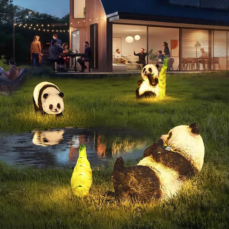 Panda and Bamboo Garden Animal Lamp Modern Outdoor Lawn Decor