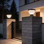 Solar Light Post Cap Minimalist Black LED Metal Light