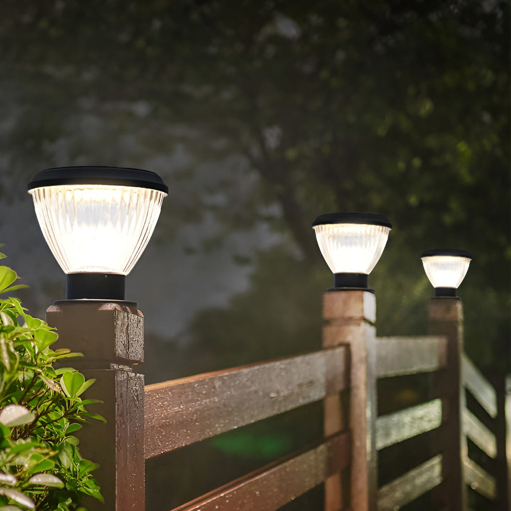 Solar Light Post Cap Minimalist Black LED Metal Light