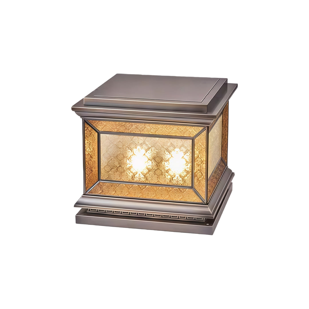 Solar Lights Pillar Modern Copper Outdoor Gate Lighting