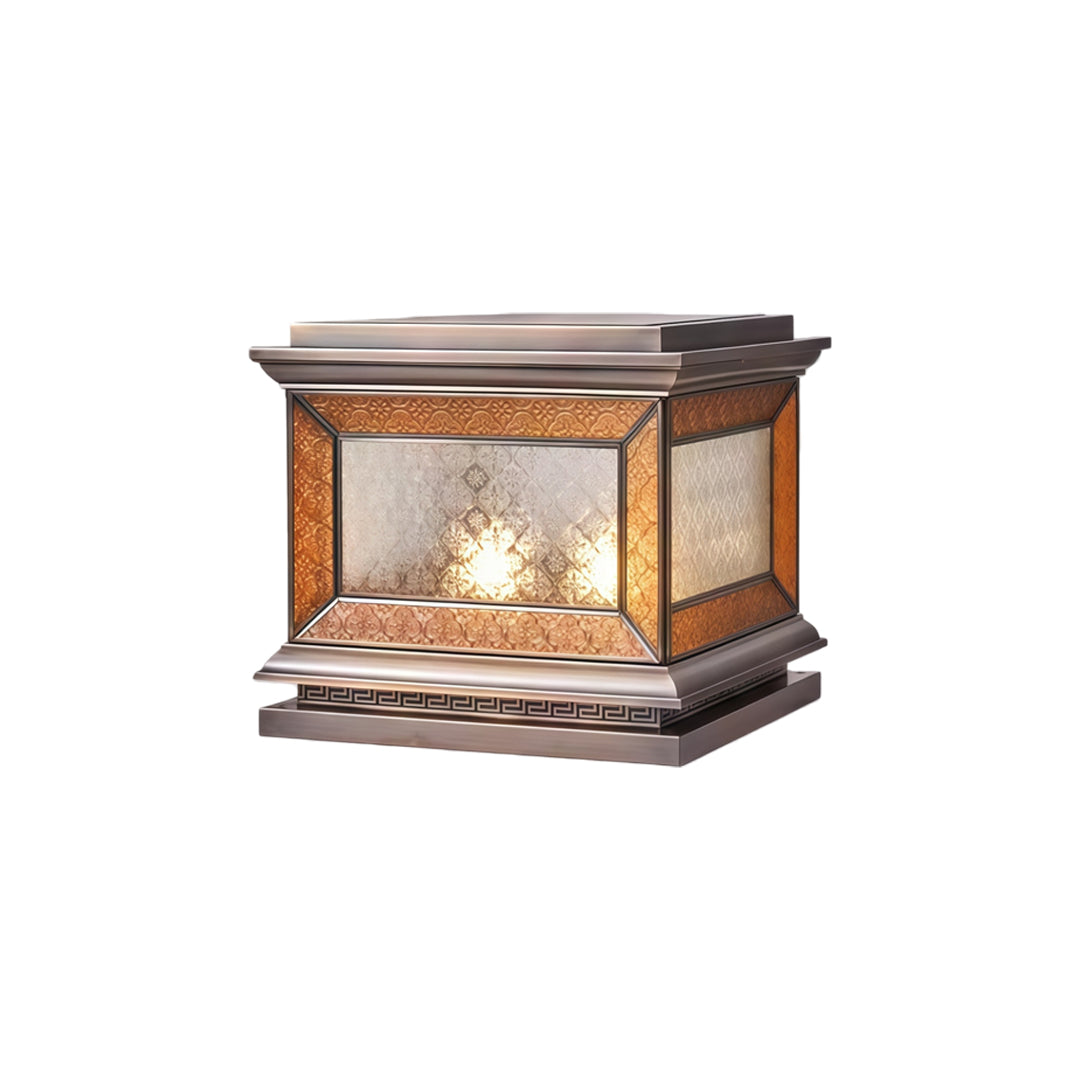 Solar Lights Pillar Modern Copper Outdoor Gate Lighting