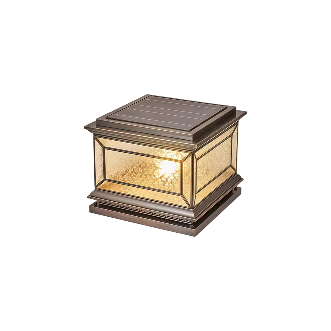 Solar Lights Pillar Modern Copper Outdoor Gate Lighting