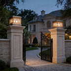 Solar Lights Pillar Modern Copper Outdoor Gate Lighting