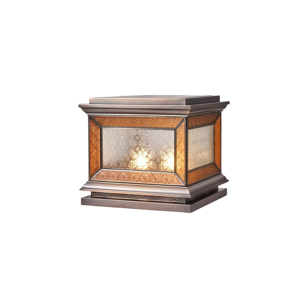 Solar Lights Pillar Modern Copper Outdoor Gate Lighting
