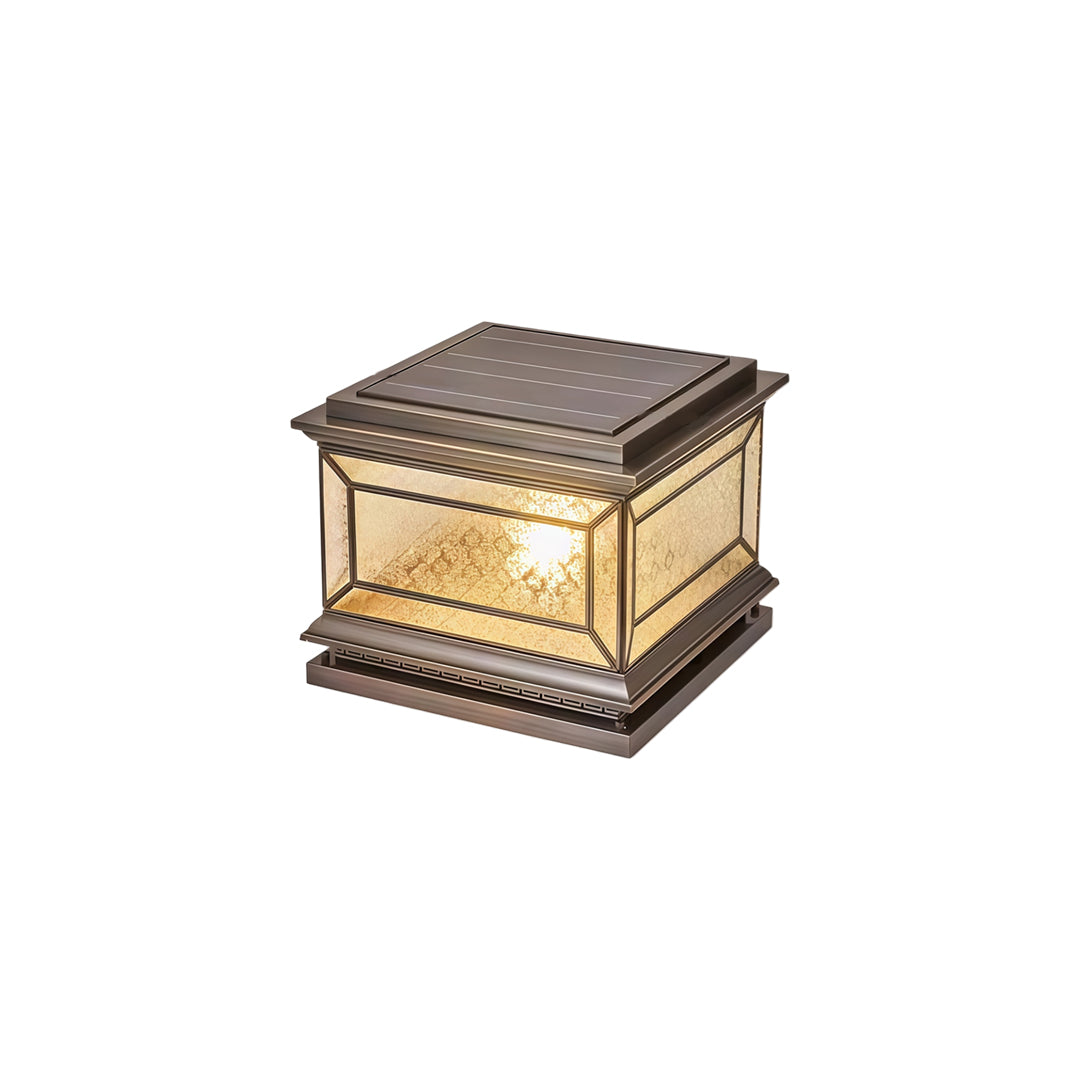 Solar Lights Pillar Modern Copper Outdoor Gate Lighting
