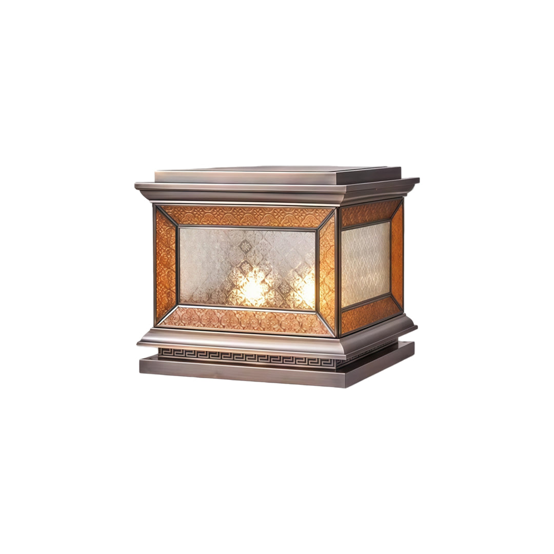 Solar Lights Pillar Modern Copper Outdoor Gate Lighting