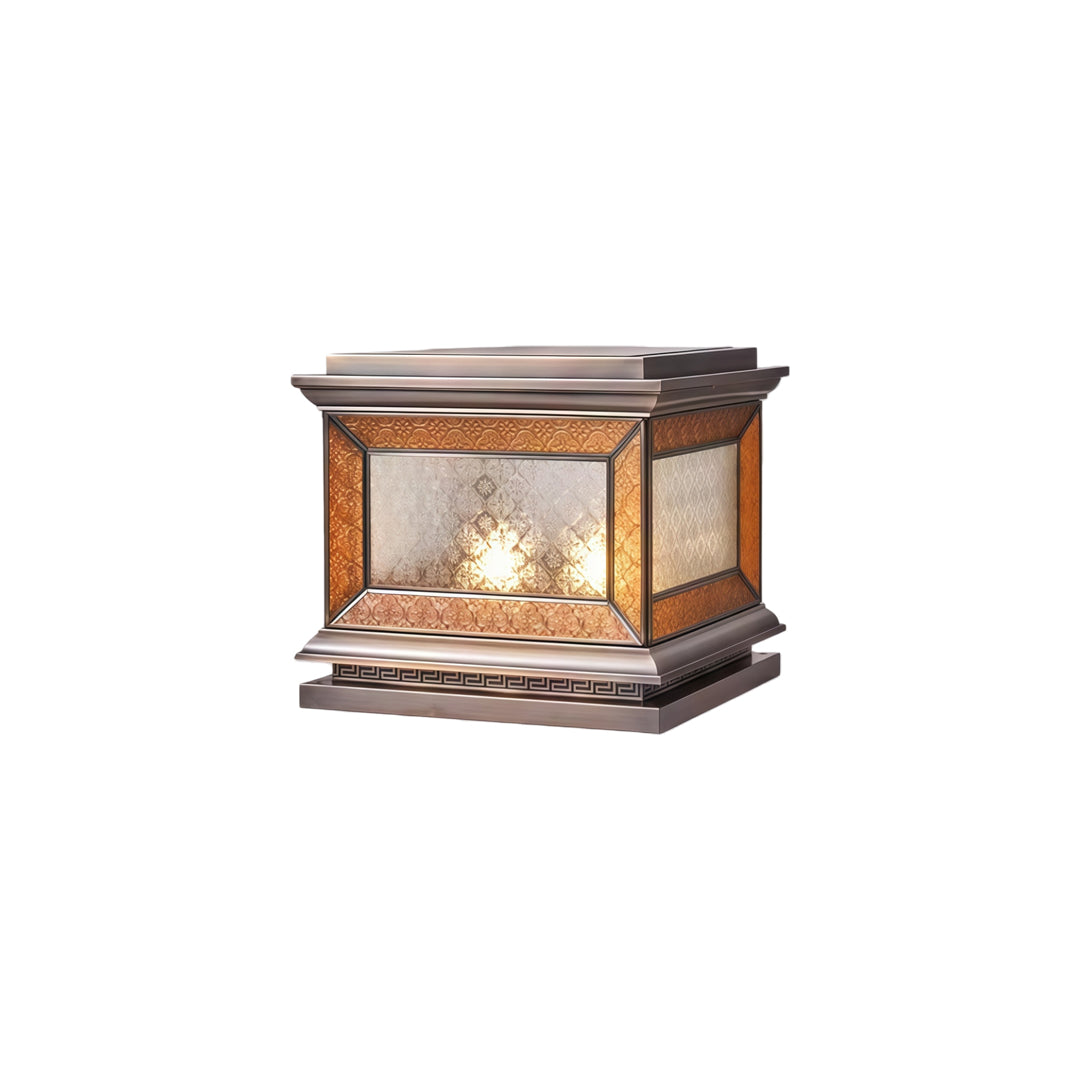 Solar Lights Pillar Modern Copper Outdoor Gate Lighting
