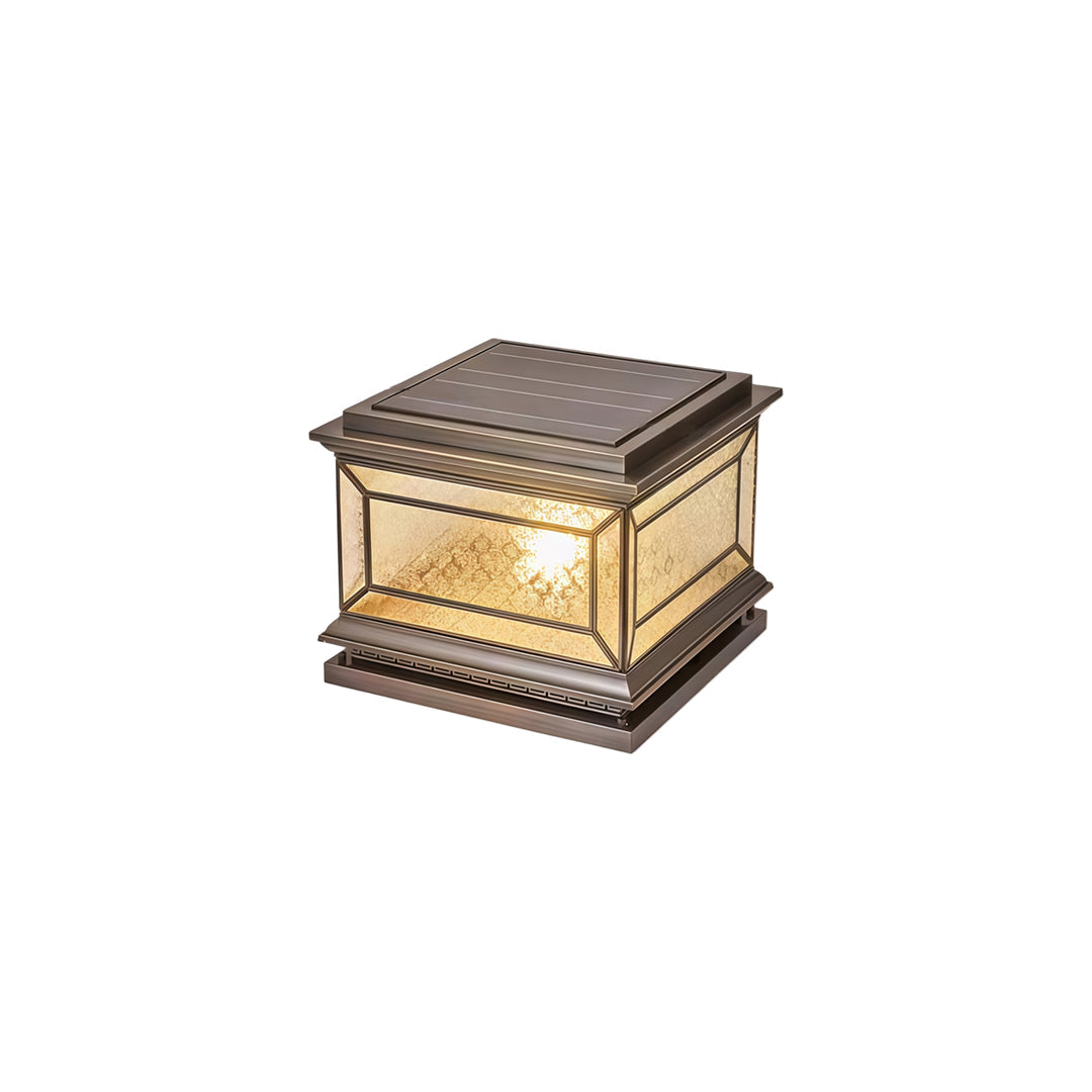 Solar Lights Pillar Modern Copper Outdoor Gate Lighting