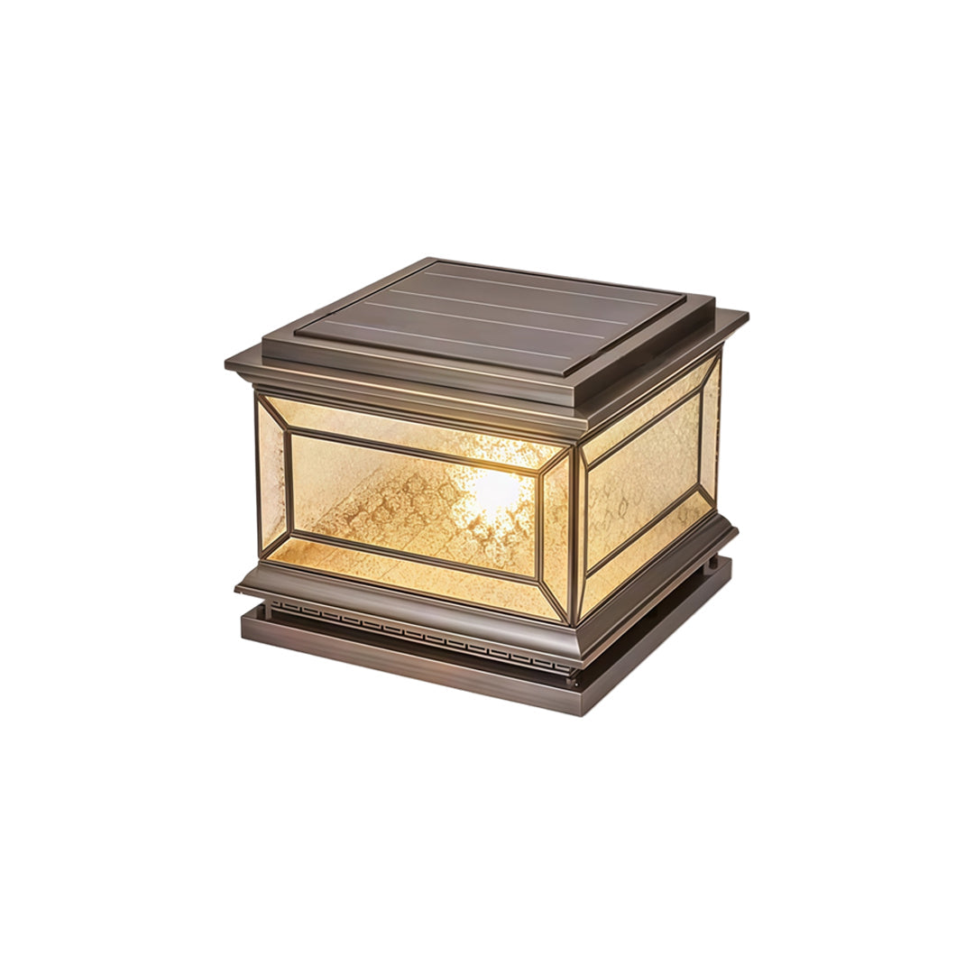 Solar Lights Pillar Modern Copper Outdoor Gate Lighting