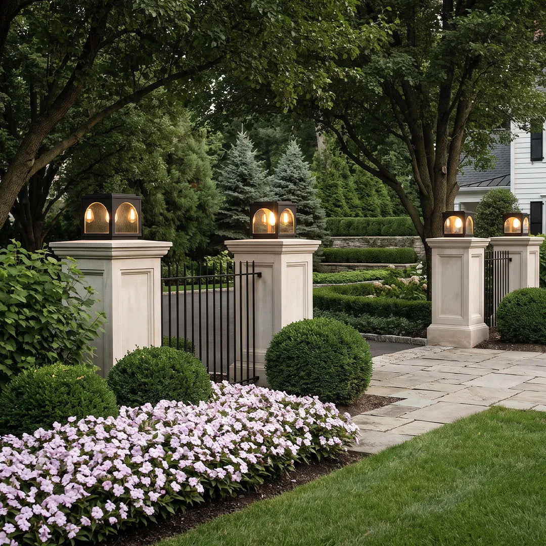 Solar Outdoor Pillar Lights Modern E27 Courtyard Lights