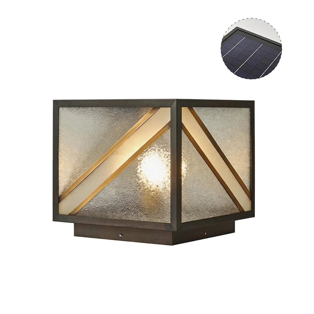 Black Outdoor Pillar Lights Modern Square Copper Waterproof Light