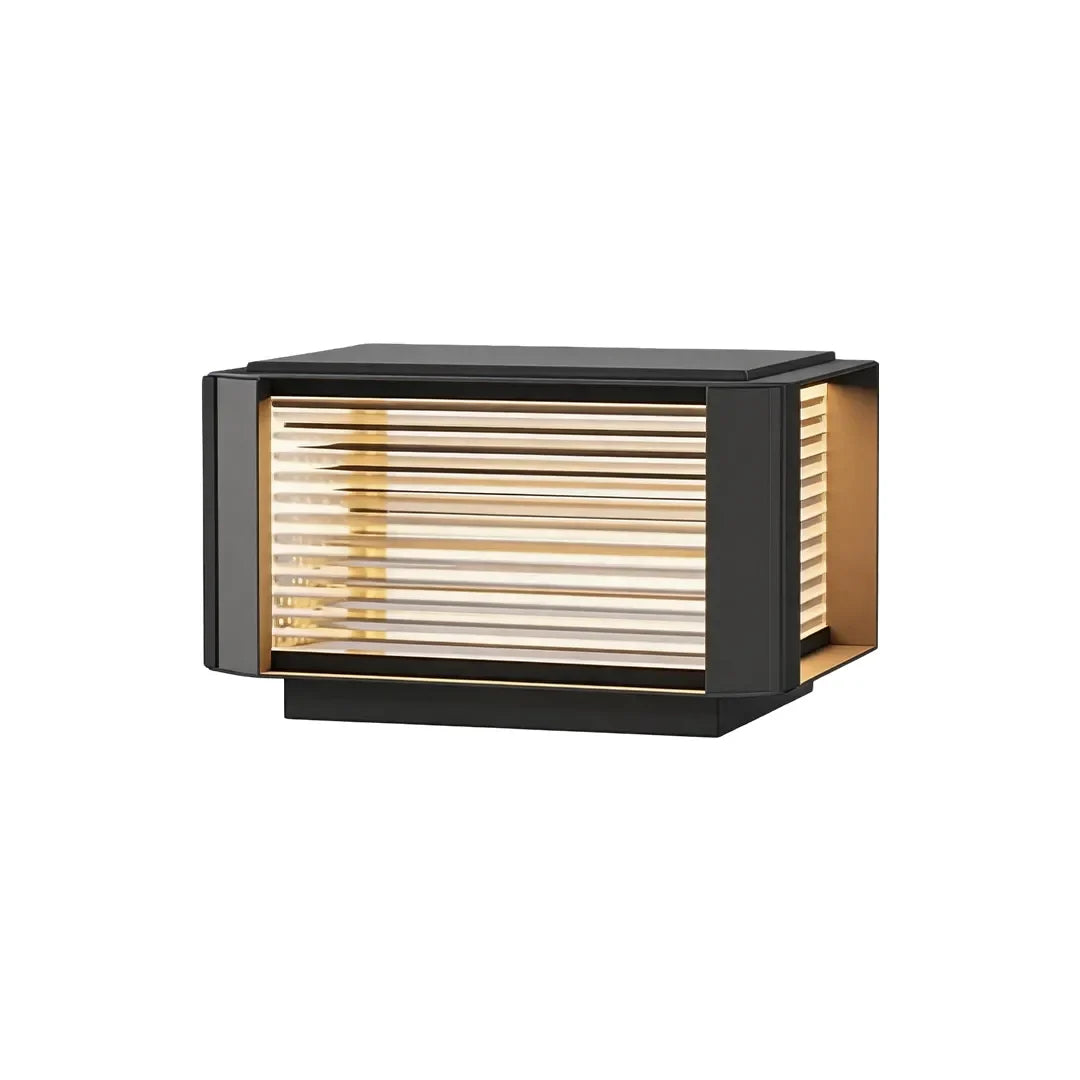 Modern Pillar Lights Layered Ribbed Glass Outdoor Light