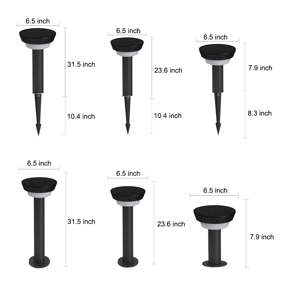 Solar Powered Garden Path Lights Black Cylindrical Light