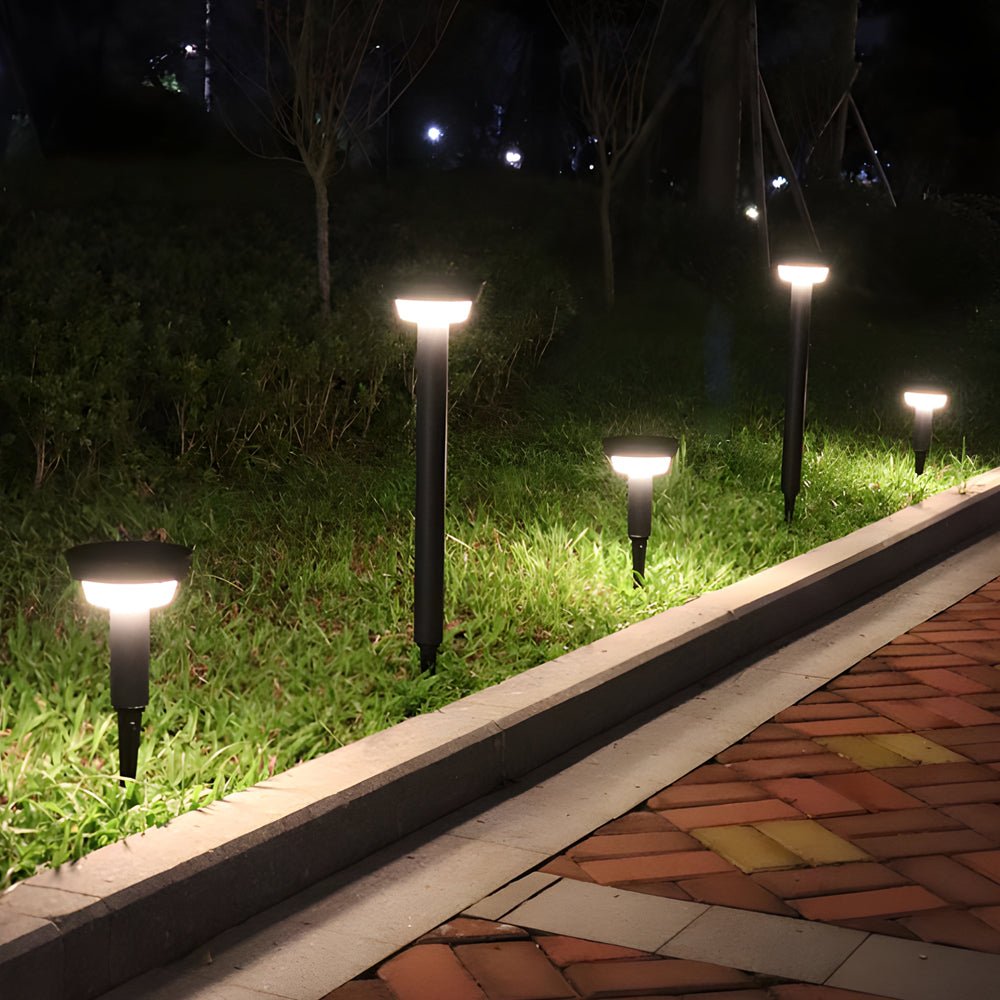 Solar Powered Garden Path Lights Black Cylindrical Light