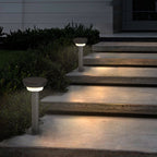 Solar Powered Garden Path Lights Black Cylindrical Light