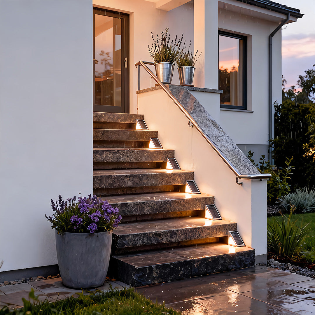 Solar Powered Lights for Steps Modern Waterproof Triangle Ladder Light