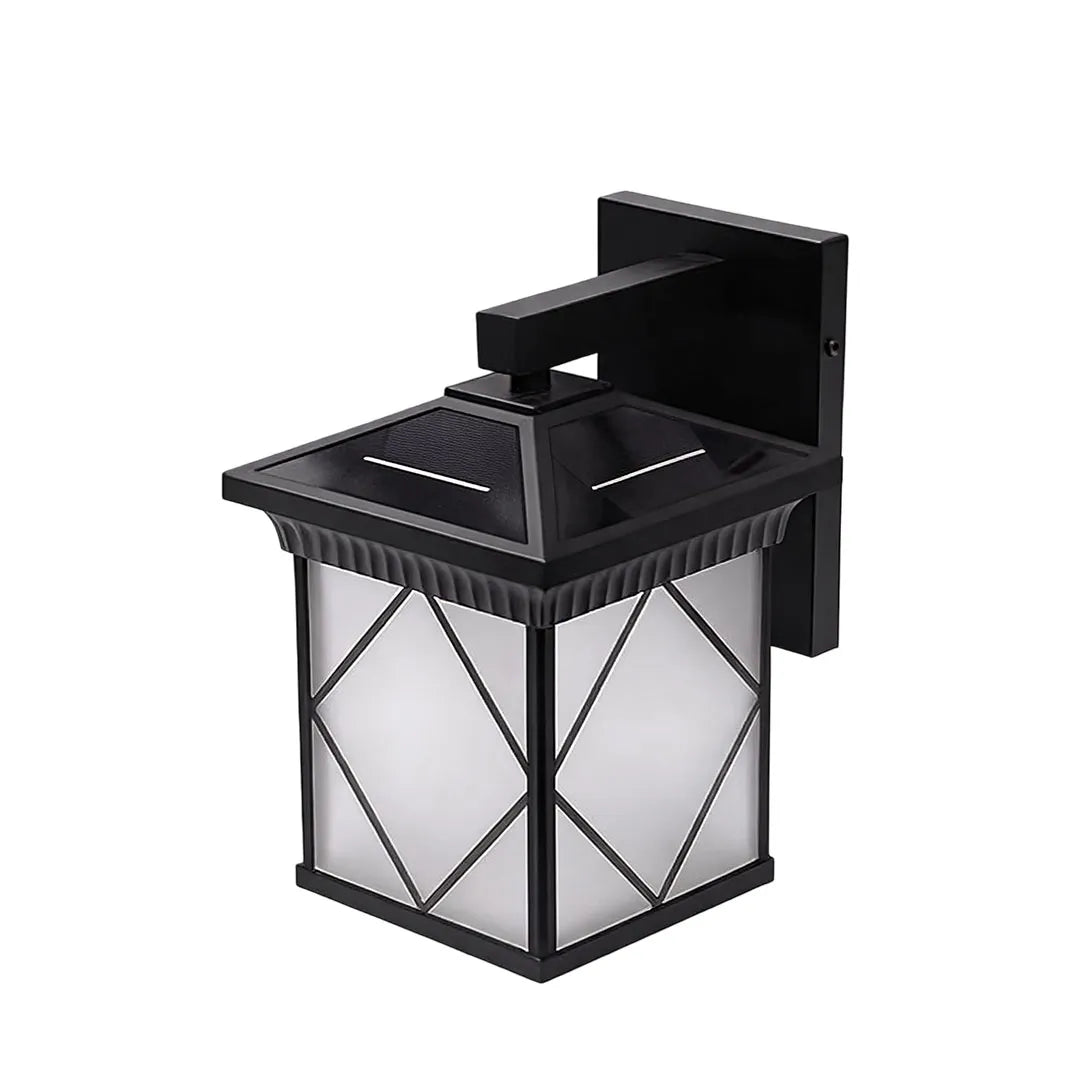 Solar Powered Outdoor Wall Sconce Retro Glass Light