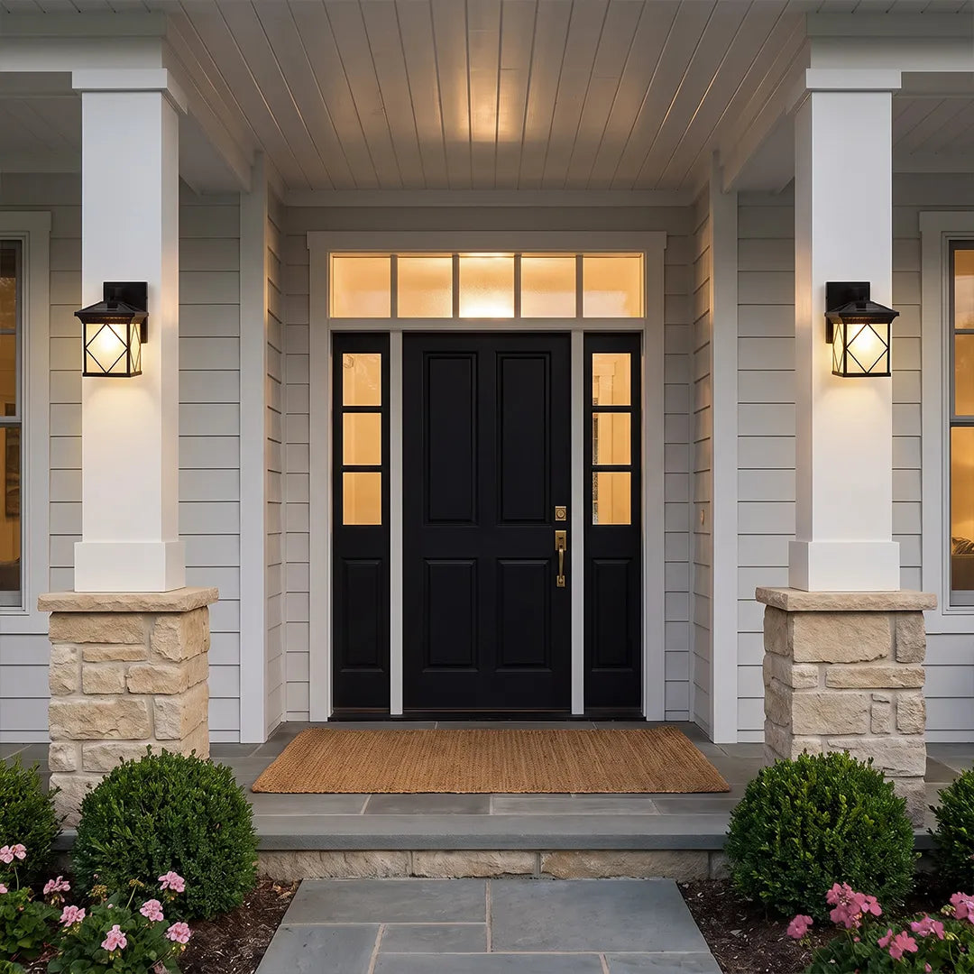 Solar Powered Outdoor Wall Sconce Retro Glass Light