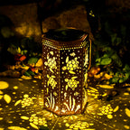 Red Outdoor Lantern Iron Body with Hollow-Out Design Solar Light