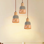 Wood Pendant Lighting Wabi-Sabi Retro Cement Ceiling Light