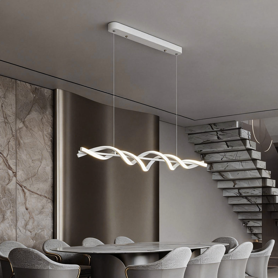 Spiral Pendant Linear Hanging Chandelier White Modern Light