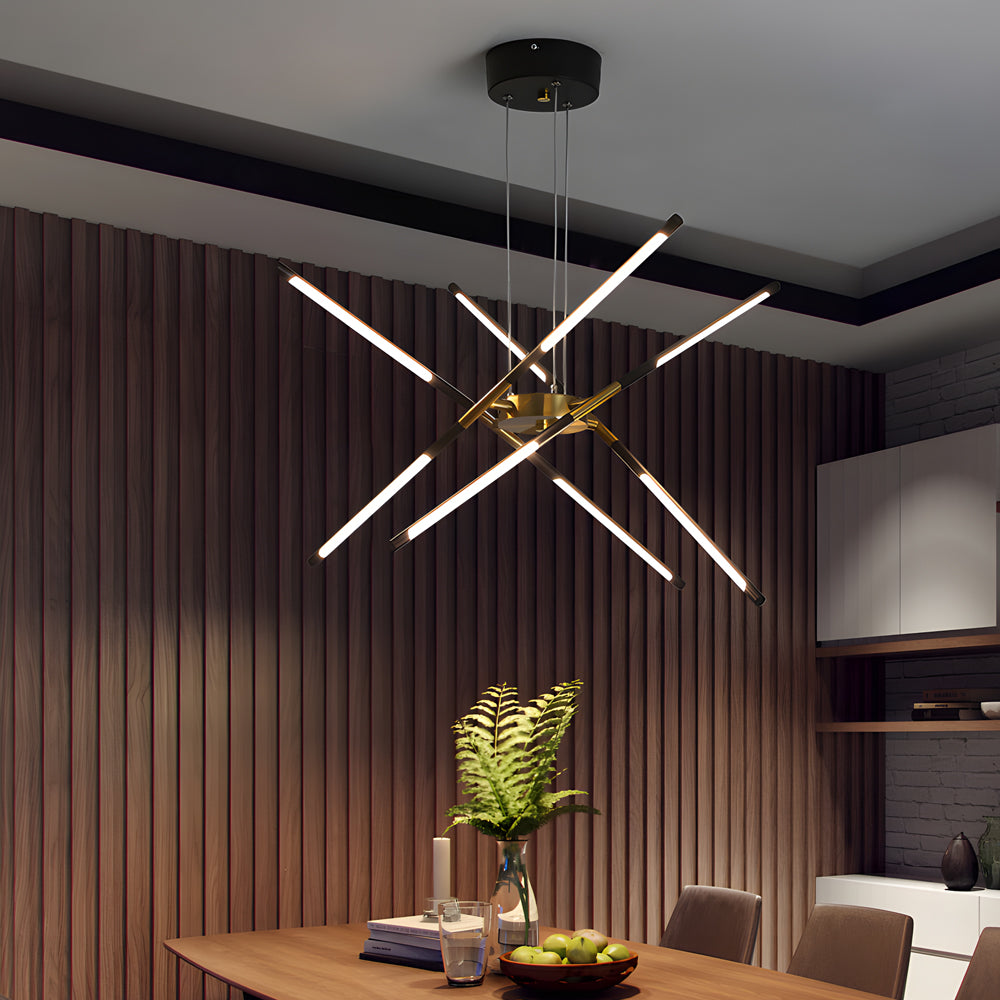 Modern Stepless Dimming Long LED Linear Sputnik LED Chandeliers - Gold/Black+Gold