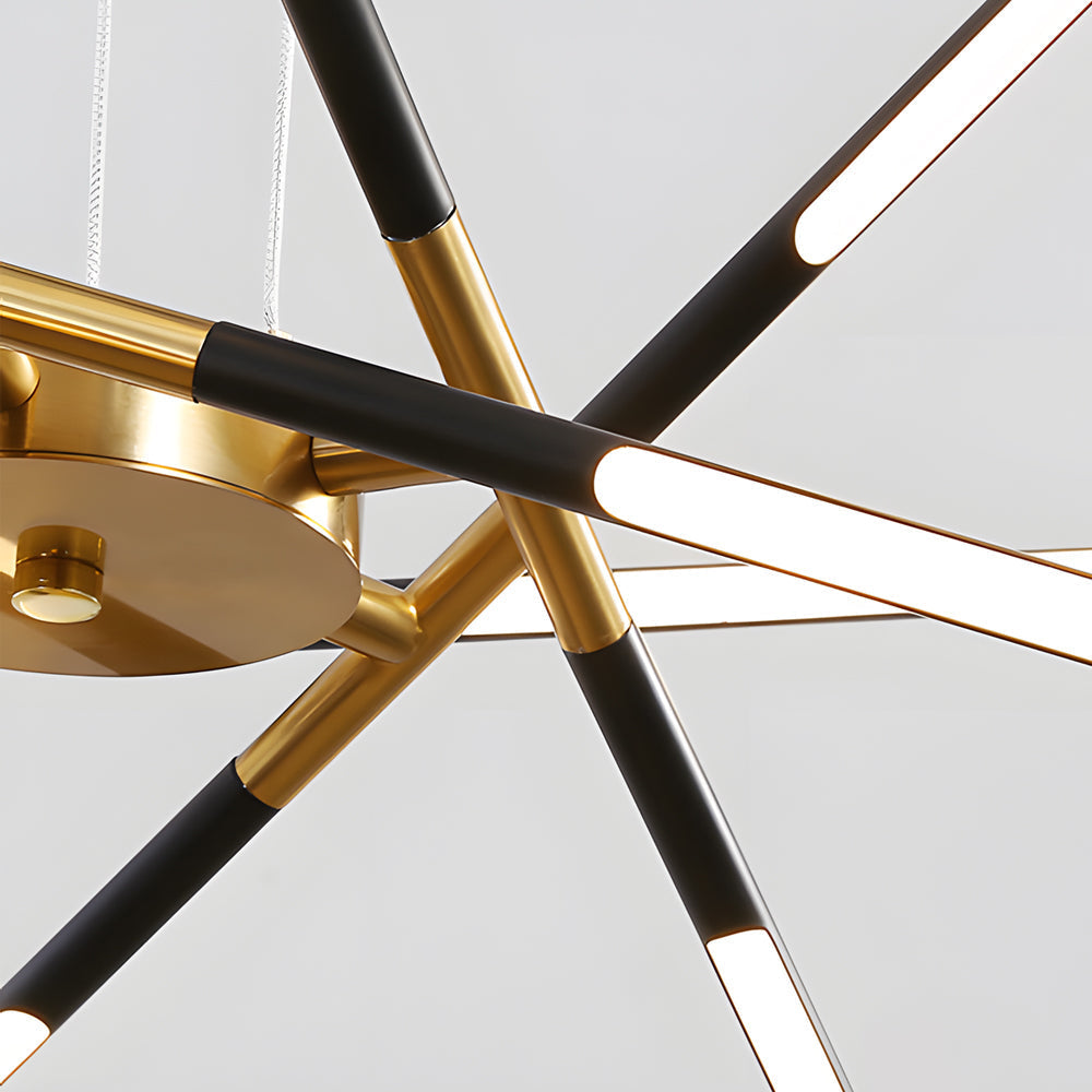 Modern Stepless Dimming Long LED Linear Sputnik LED Chandeliers - Gold/Black+Gold