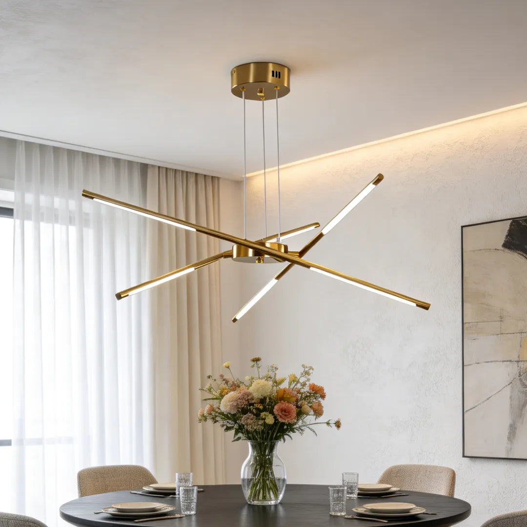 Modern Stepless Dimming Long LED Linear Sputnik LED Chandeliers - Gold/Black+Gold