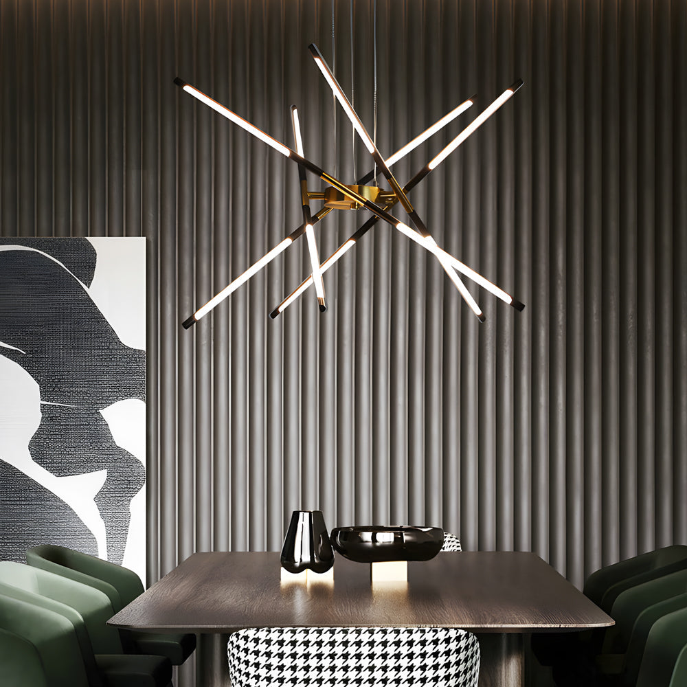 Modern Stepless Dimming Long LED Linear Sputnik LED Chandeliers - Gold/Black+Gold