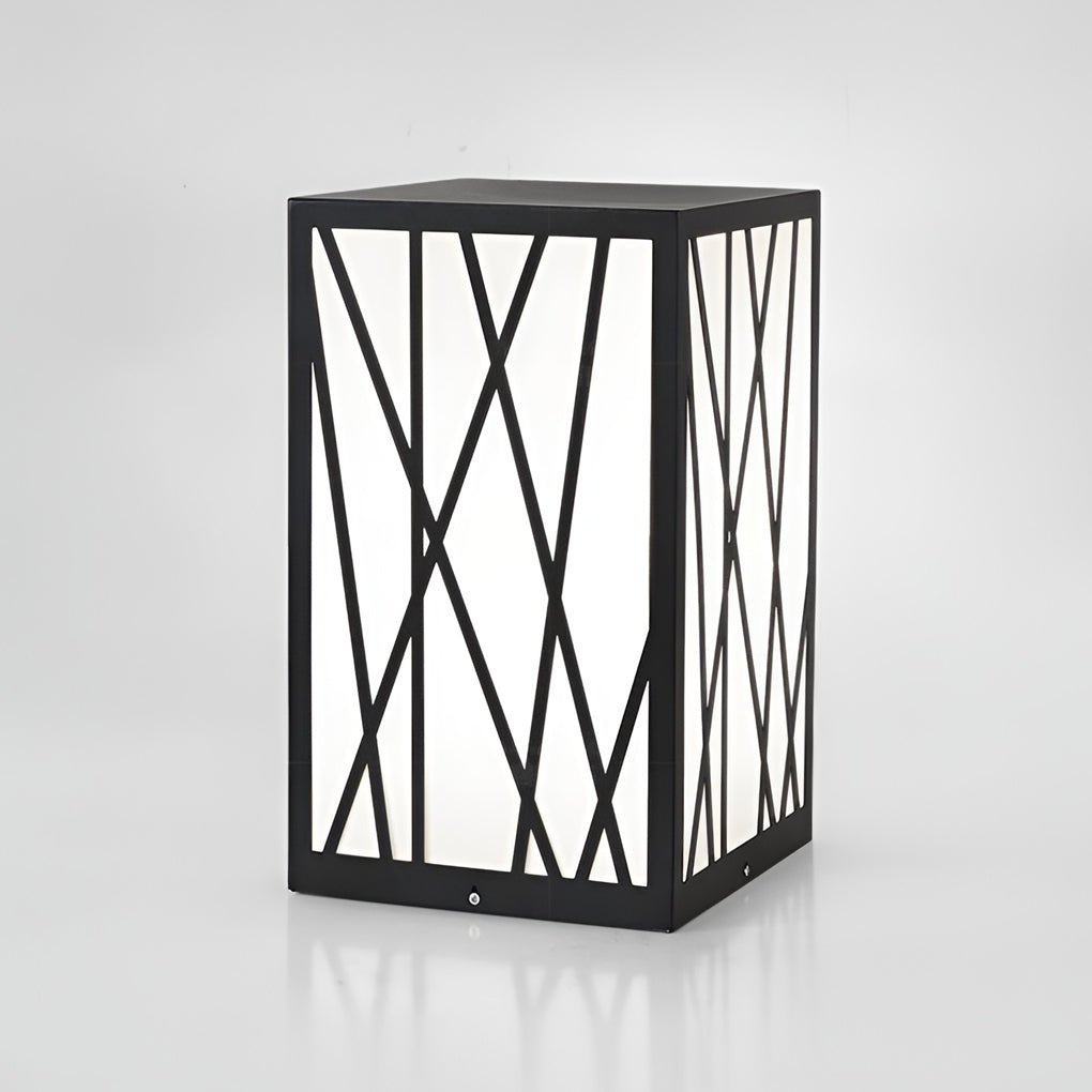 20W Square Solar LED Bollard Lights with Linear Pattern Lampshade