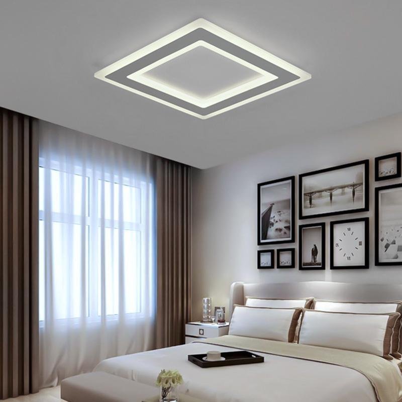 Square Flush Mount Light Modern Embedded White Ceiling Light