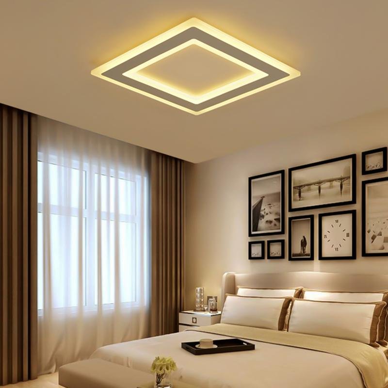 Square Flush Mount Light Modern Embedded White Ceiling Light