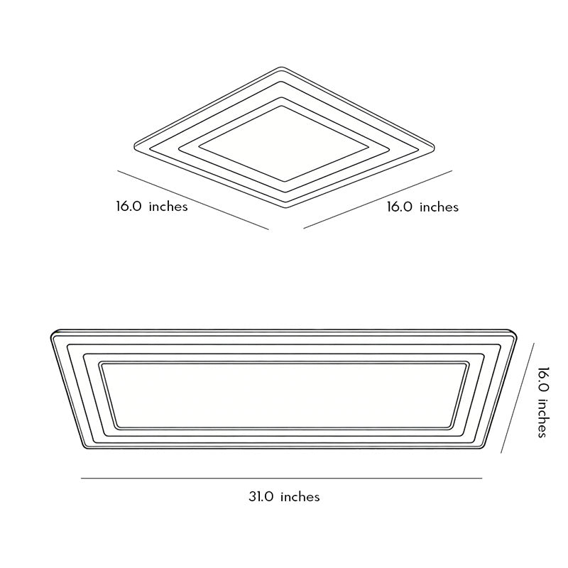 Square Flush Mount Light Modern Embedded White Ceiling Light