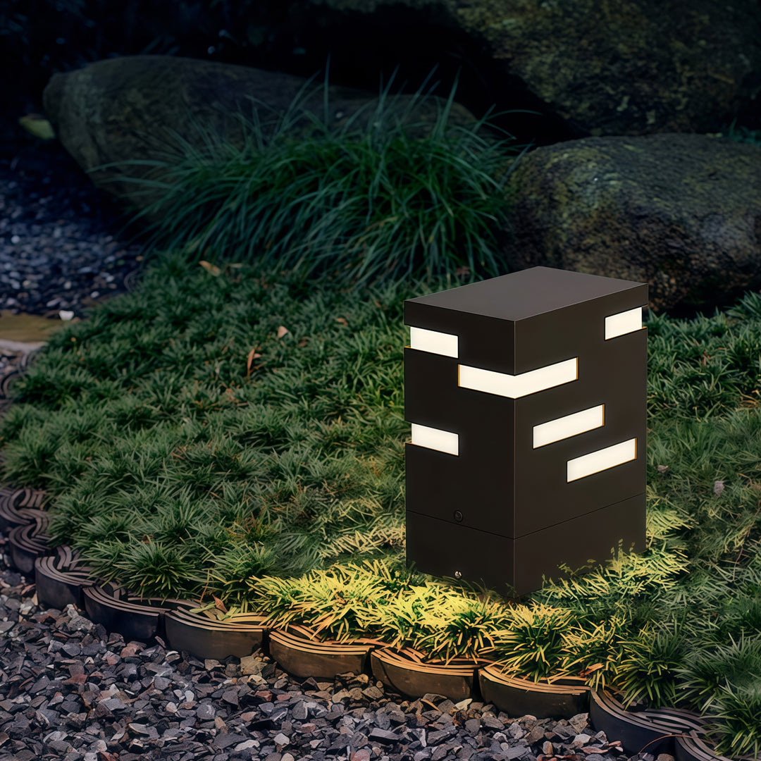 Black LED Bollard Lights Outdoor Waterproof Ambience Decor Lamp