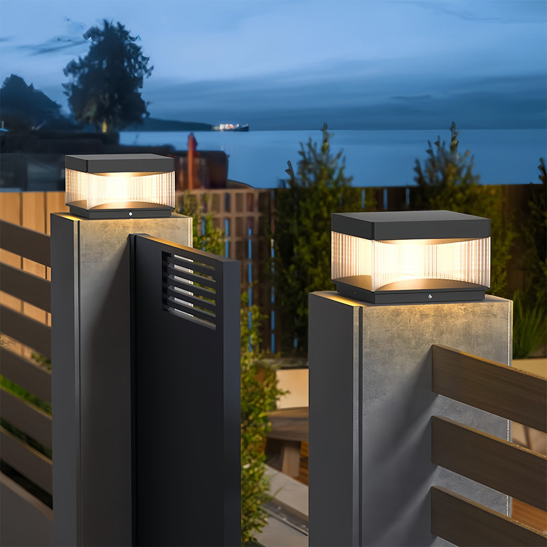 Square Pillar Lights Industrial Black Outdoor Waterproof Post Lights