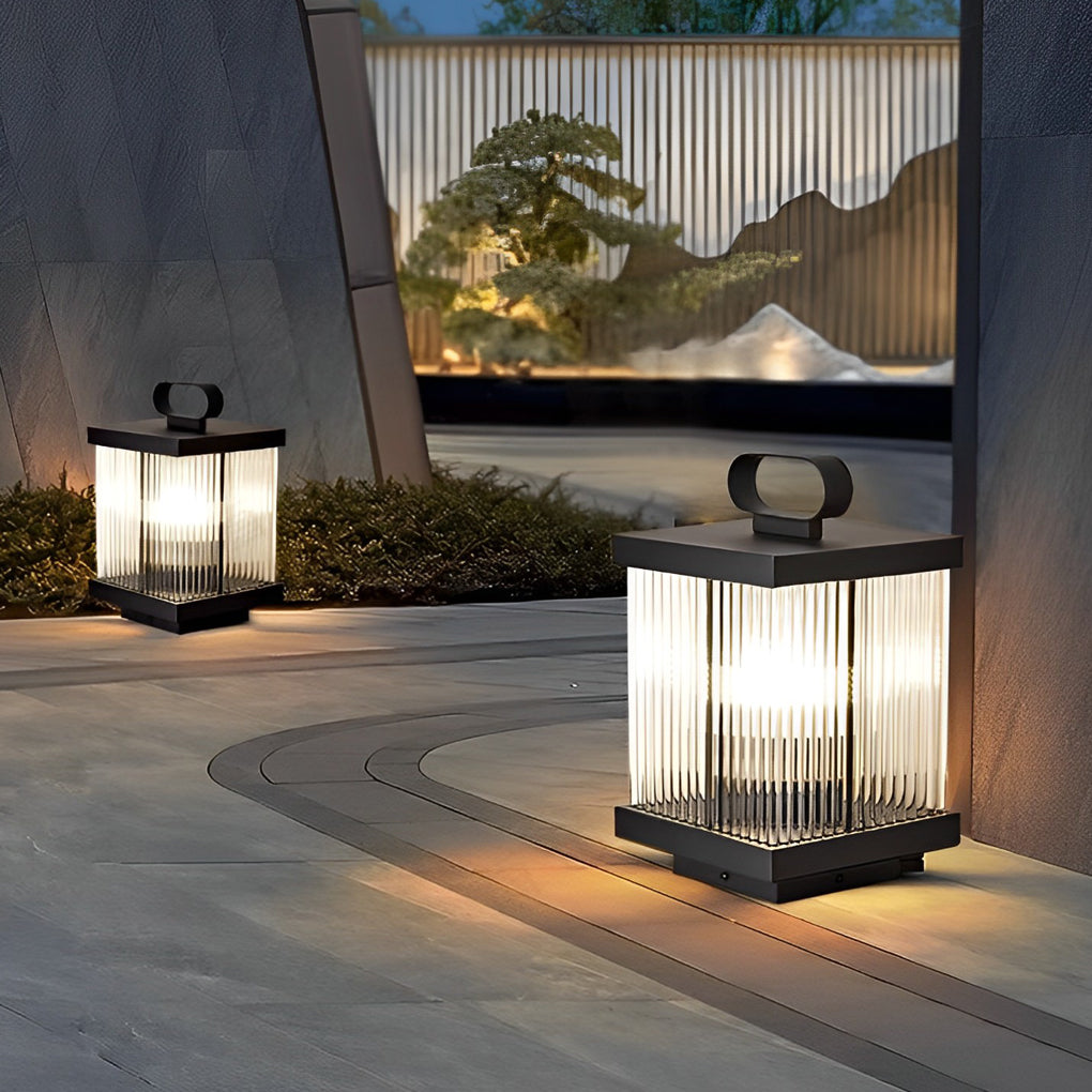 Solar Lanterns for Garden Square Ripple Waterproof Black Light