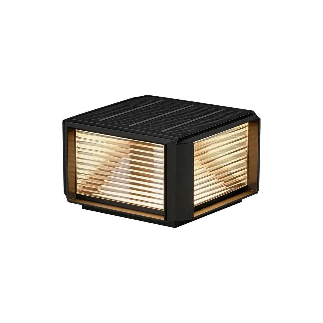 Modern Pillar Lights Layered Ribbed Glass Outdoor Light