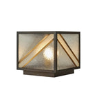 Black Outdoor Pillar Lights Modern Square Copper Waterproof Light