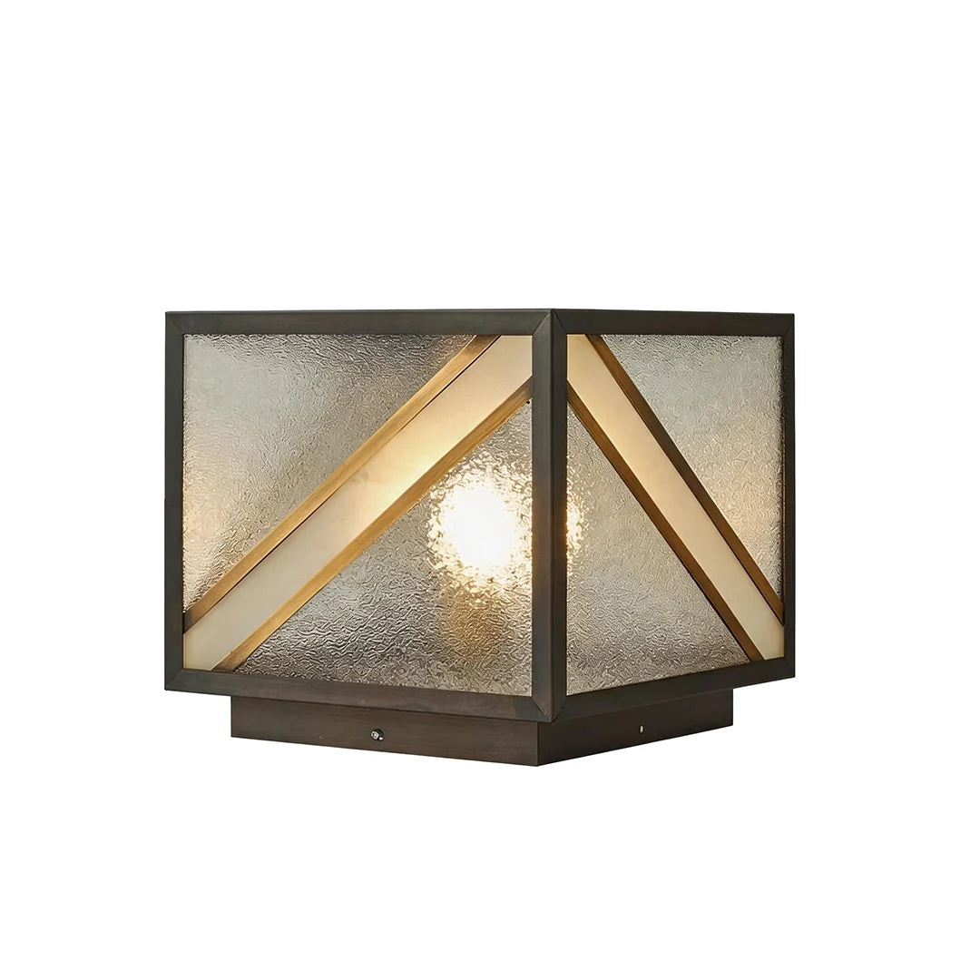 Black Outdoor Pillar Lights Modern Square Copper Waterproof Light