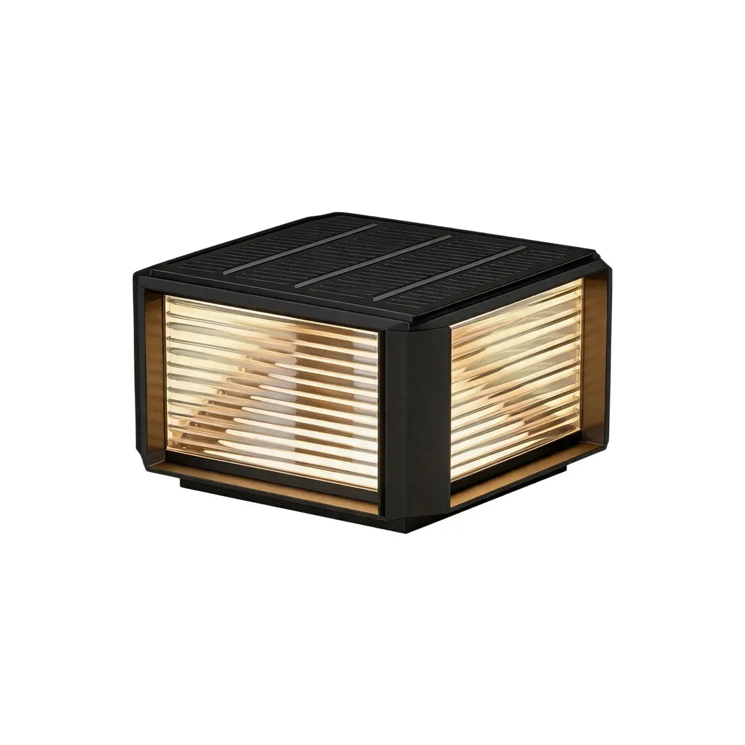 Modern Pillar Lights Layered Ribbed Glass Outdoor Light