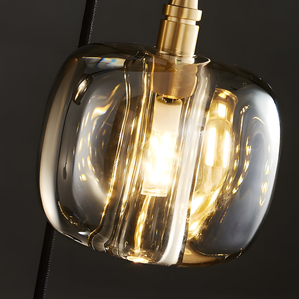 Staircase Crystal Chandelier Modern Copper Cube Ceiling Light