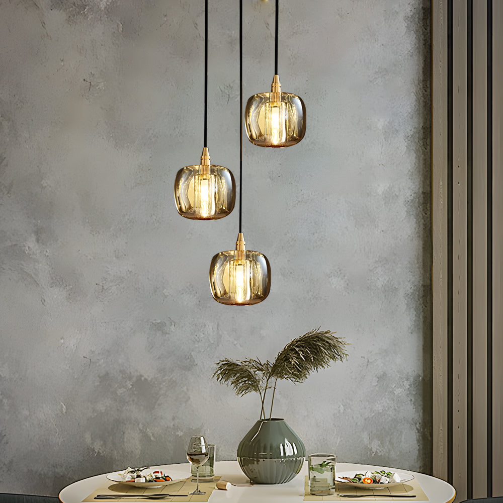 Staircase Crystal Chandelier Modern Copper Cube Ceiling Light