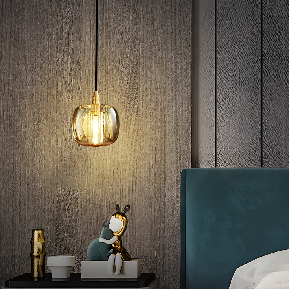 Staircase Crystal Chandelier Modern Copper Cube Ceiling Light