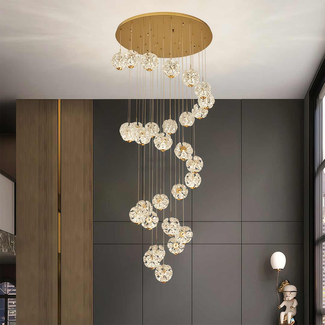 Staircase Crystal Chandelier Modern Luxury High Ceiling Light