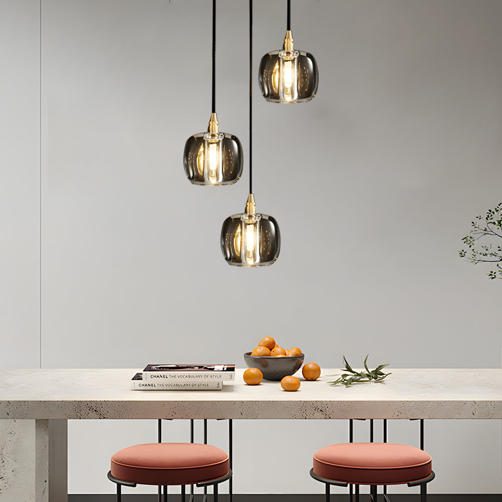 Staircase Crystal Chandelier Modern Copper Cube Ceiling Light