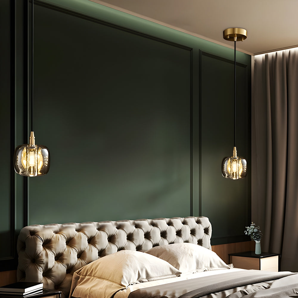 Staircase Crystal Chandelier Modern Copper Cube Ceiling Light