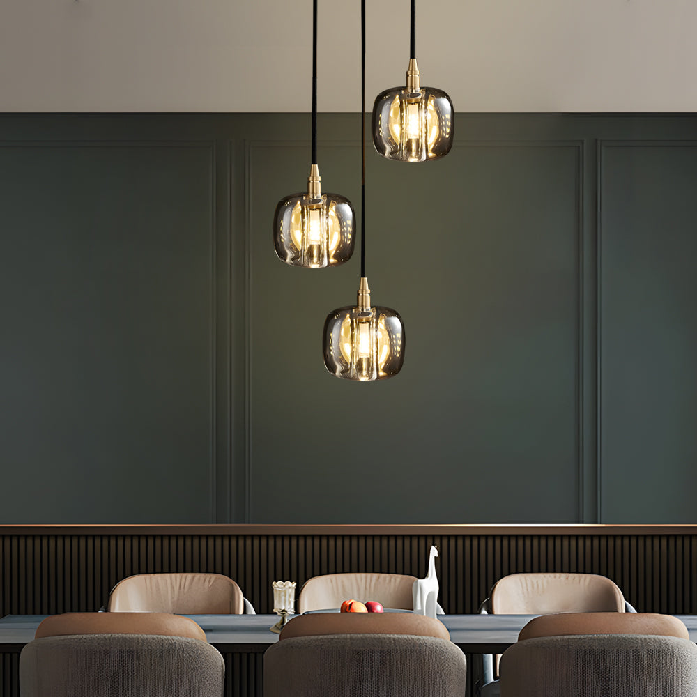 Staircase Crystal Chandelier Modern Copper Cube Ceiling Light