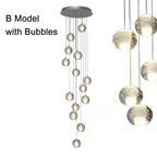 Staircase Hanging Chandelier Modern Crystal Round Ball Light