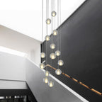 Staircase Hanging Chandelier Modern Crystal Round Ball Light
