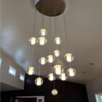 Staircase Hanging Chandelier Modern Crystal Round Ball Light